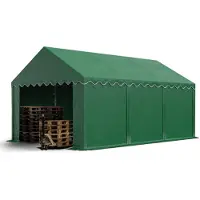 TOOLPORT Tente de stockage 4x6 m abri bâche PVC 750 N imperméable vert foncé avec cadre de sol