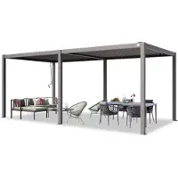 TOOLPORT PRIMEYARD Pergola 3x6 m poteaux en aluminium avec lames orientables en acier pavillon gris