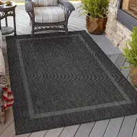 HomebyHome Tapis Intérieur Extérieur Tissage Plat Aspect Sisal avec Bordure Imperméable pour Cuisine Terrasse Salon, Taille: 120x170 cm