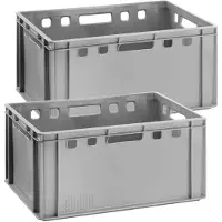 BURI 2 pièces E3 caisse à viande grise Eurobox apte au contact alimentaire - Caisses de stockage Caisses de rangement 60x40x30 Empilables, Germany