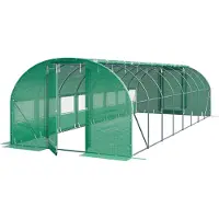 TOOLPORT Serre tunnel Premium 3x8m avec porte pivotante, bâche PE 180 g/m² vert transparent