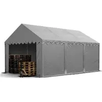TOOLPORT Tente de stockage 3x6 m abri bâche PVC 700 N imperméable gris