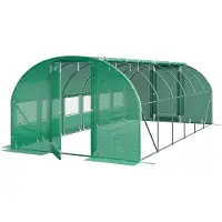 TOOLPORT Serre tunnel Premium 3x6m avec porte pivotante, bâche PE 180 g/m² vert transparent