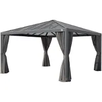 TOOLPORT PRIMEYARD Tonnelle de Jardin 4x4 m avec Toit en Polycarbonate - Hardtop Pavillon avec 4 Parois latérales en gris