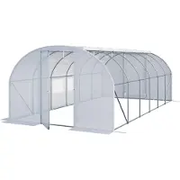 TOOLPORT Serre tunnel Premium 3x6m avec porte pivotante, bâche PE 180 g/m² blanc transparent
