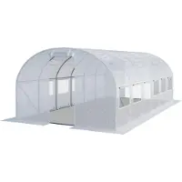 TOOLPORT Serre de Jardin Serre Tunnel Plastique Robuste 4x6m - Bâche PE 180g/m² blanc transparent