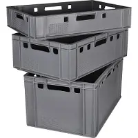 BURI Caisses à viande Caisses Eurobox aptes au contact alimentaire - HDPE caisse de boucherie Boîte de rangement en plastique Bac en plastique Empilable Caisses de stockage