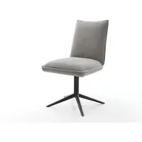 DELIFE Chaise-pivotante Lelio-Flex tissu structuré doux gris pied de chaise 4 branches noir pivotement sur 360° fonction bascule resorts ensachés