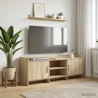 Prolenta Meuble TV exclusif - Dimensions : 130 x 33 x 47 cm - Matériau : panneaux de particules imitation chêne Sonoma