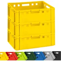 BURI 3x caisse à viande E2 jaune 60x40x20cm caisse de stockage, caisse à viande, caisse de boucherie Eurobox d'Allemagne alimentaire, robuste, empilable