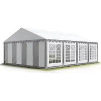 HEAVY DUTY TOOLPORT 4x8 m Tente de réception / Barnum gris-blanc toile de haute qualité PVC 700 N