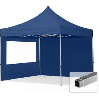 TOOLPORT 3x3 m Tonnelle pliante Alu, PES 700, côtés panoramiques, bleu foncé