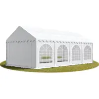 TOOLPORT Tente Barnum de Réception 4x8 m Bâches PVC 750 N blanc Cadre de Sol Jardin