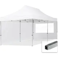 TOOLPORT 3x6 m Tonnelle pliante Alu, PES 700, côtés panoramiques, blanc