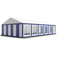 TOOLPORT 6x12 m Tente de réception / Barnum bleu-blanc toile de haute qualité PVC 700 N