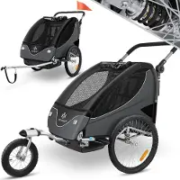 Kesser Remorque pour enfants, remorque vélo pivotante à 360°, avec suspension, 2 en 1 (peut être e comme poussette), pour 1 à 2 enfants