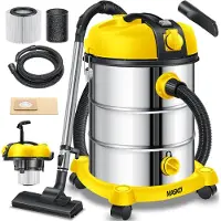 MASKO Aspirateur industriel pour liquides et poussières, filtre HEPA, 2300W, 30L, système de filtration 3 en 1, avec et sans sac