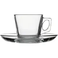 Pasabahce 12x tasse à espresso avec soucoupe en verre Vela 80 ml