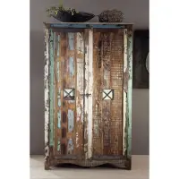 MASSIVMOEBEL24.DE MASSIVMOEBEL24 | Armoire 118x60 Bois de récupération laqué Multicolore NATURE OF SPIRIT #42