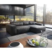 DELIFE Canapé d'angle Sirpio XL 270x170 cm Cuir synthétique Vintage Anthracite Recamiere variable