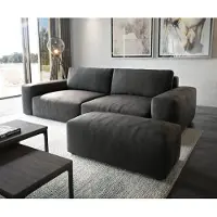 DELIFE Grand Canapé Lanzo XL 270x130 cm imitation cuir vintage anthracite avec Tabouret