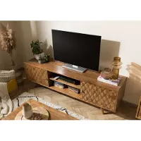 MASSIVMOEBEL24.DE MASSIVMOEBEL24 | Meuble TV en bois d'acacia laqué brun MOSAYK #111