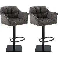 CLP - Ensemble de 2 tabourets de bar Damaso, revêtus de tissu, pivotants et réglables en hauteur, jusqu'à 240 kg. Couleur : gris titane. Structure : noire