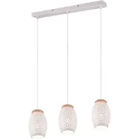 RL LIVE YOUR LIGHT Suspension - Marron - Blanc - 65 x 150 cm - 3-flamme - bois - métal - hauteur réglable