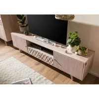 MASSIVMOEBEL24.DE MASSIVMOEBEL24 | Meuble TV 188x40 Acacia laqué Blanc MOSAYK #205