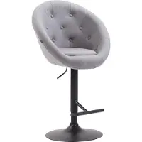CLP Tabouret de bar London V2, revêtement en tissu, pivotant et réglable en hauteur | Couleur : gris. Structure : noire