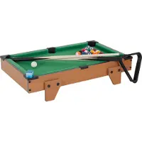 Mister Gadget Table de Jeu 3 en 1 - - Petit Modèle - Billard, Pingpong, Hockey - Marron et Vert