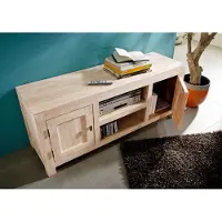 MASSIVMOEBEL24.DE MASSIVMOEBEL24 | Meuble TV 145x45 Acacia blanchi Blanc NATURE WHITE #41