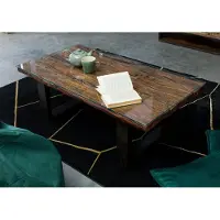 WOLF-Möbel MASSIVMOEBEL24 | Table basse 110x60x42 en bois de récupération marron laqué SEVILLA #29
