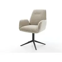 DELIFE Chaise-pivotante Zoa-Flex tissu tissé doux beige pied de chaise 4 branches noir pivotement sur 360° fonction bascule resorts ensachés