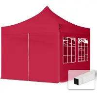 TOOLPORT 3x3 m Tonnelle pliante Acier, PES 700, côtés avec fenÃªtres, rouge