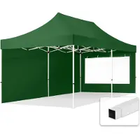 TOOLPORT 3x6 m Tonnelle pliante Acier, PES 700, ctés panoramiques, vert foncé