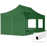 TOOLPORT 3x6 m Tonnelle pliante Acier, PES 700, côtés panoramiques, vert foncé