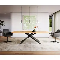 DELIFE Table à manger Edge Boot 240x120x2,5-3 chêne naturee cadre croisé rectangulaire noir bord suisse