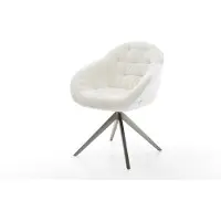 DELIFE Chaise-pivotante Gaio-Flex bouclé doux beige pied croisé large grafiete pivotement sur 360° fonction bascule