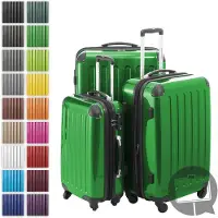 Hauptstadtkoffer - Alex - Set de valises 3 tailles valises à coque dure Trolleys extensible, 4 roulettes, coque dure brillante Set de valises de voyage, expandable travel luggage,Vert