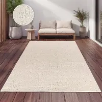 Paco Home Tapis d'extérieur résistant aux intempéries Balcon Salon Scandinave Boho Unicolore Crème Dimension 160x220 cm