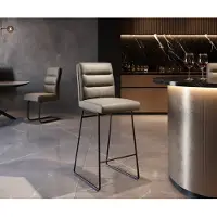 DELIFE Chaise-de-bar Pela-Flex cuir véritable boue cadre à patins métal noir ressorts ensachés