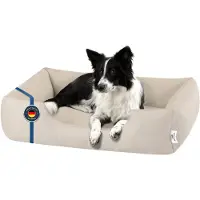 BedDog Lit pour chien ZARA : coussin pour chien avec housse lavable, panier pour chien, canapé pour chien, LIGHT-SAND (beige clair), (L) env. 80 x 65 x 18 cm