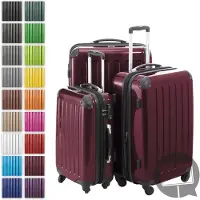 Hauptstadtkoffer - Alex - Set de valises 3 tailles valises à coque dure Trolleys extensible, 4 roulettes, coque dure brillante Set de valises de voyage, expandable travel luggage,Bourgogne
