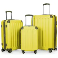 Hauptstadtkoffer - Spree - Set de valises à coque dure Valises de voyage avec roulettes et extension Set de 3 pièces, TSA, 4 roulettes, Trolleys S M & L,Lemon