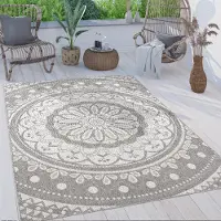 Paco Home Tapis d'extérieur résistant aux intempéries et robuste Mandala Boho Design facile d'entretien tissé à plat Dimensions 80 x 150 cm