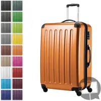 Hauptstadtkoffer Alex - Grande valise rigide pour bagages enregistrés avec extension Trolley Valise à roulettes Check-In Valise de voyage XL 75 cm, 119 L, 4 roulettes, brillant,Orange