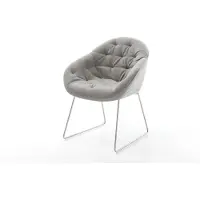 DELIFE Chaise-de-salle-à-manger Gaio-Flex tissu structuré doux gris pied trapèze acier inoxydable
