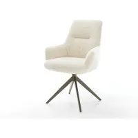 DELIFE Chaise-pivotante Zelia-Flex avec accoudoirs tissu teddy beige pied croisé large aspect titane pivotement sur 360° fonction bascule resorts ensachés