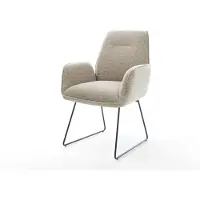 DELIFE Chaise-de-salle-à-manger Zoa-Flex tissu tissé doux beige pied trapèze noir resorts ensachés